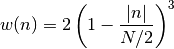 w(n) = 2 \left(1- \frac{|n|}{N/2}\right)^3
